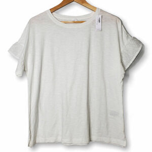 Old Navy Eyelet Cuff Short Sleeve Tee White Sz M